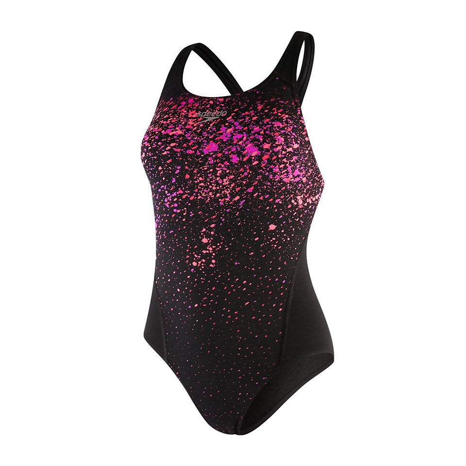 Speedo Speckleflow Placement Racerback Swimsuit Black/Red