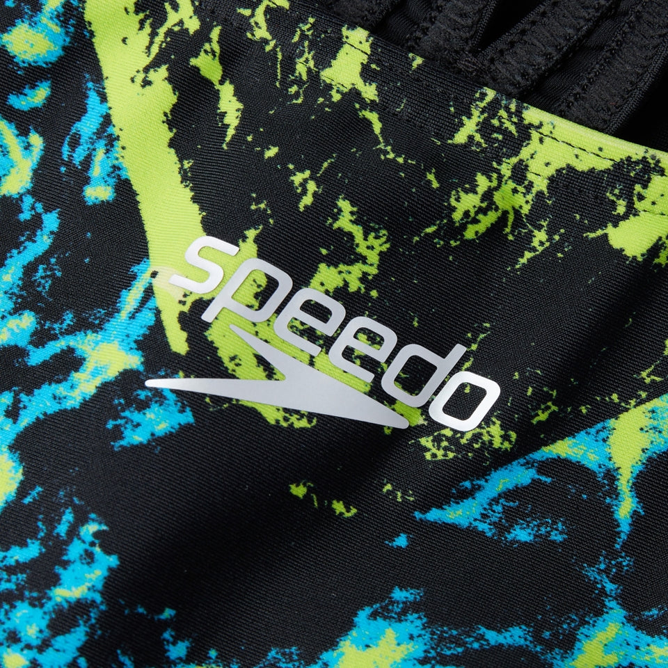 Speedo Placement Powerback Swimsuit Black/Blue