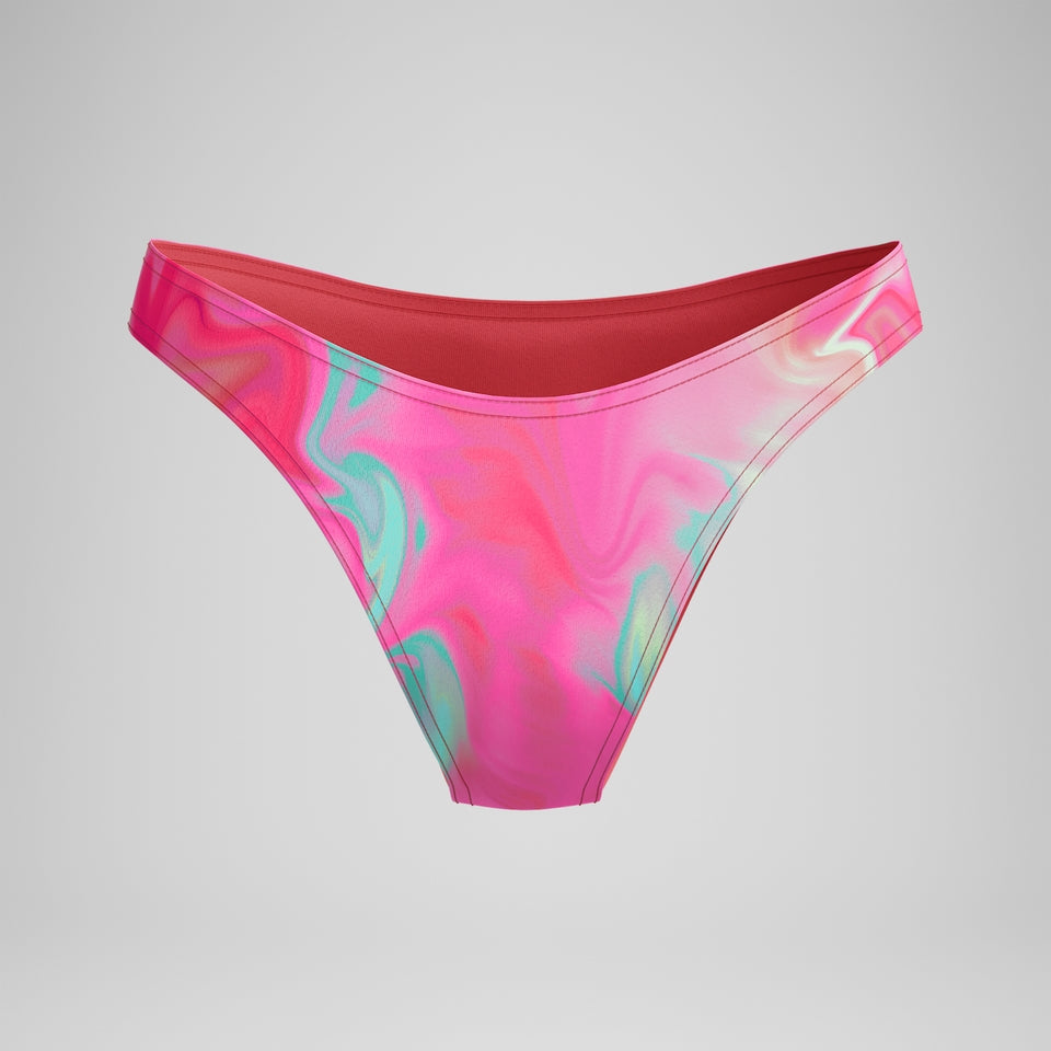Speedo FLU3NTE Printed Scoop Bikini Bottom Pink/Coral