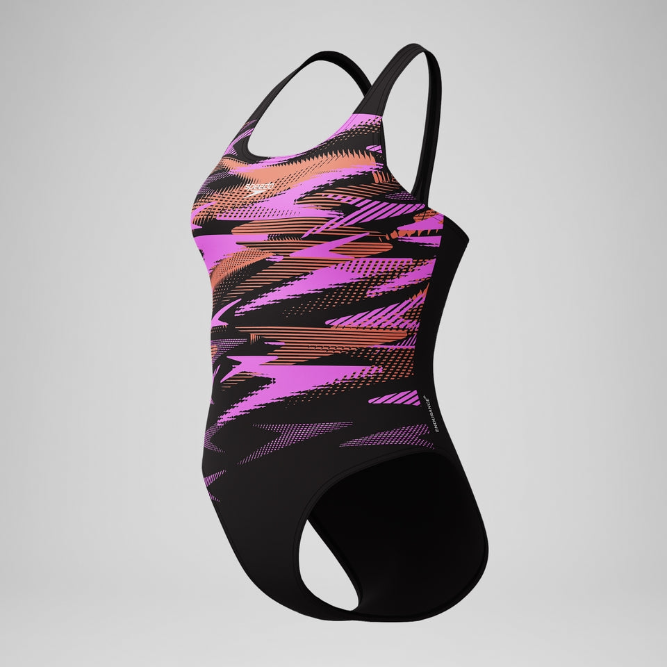 Speedo HyberBoom Placement Swimsuit Black/Coral