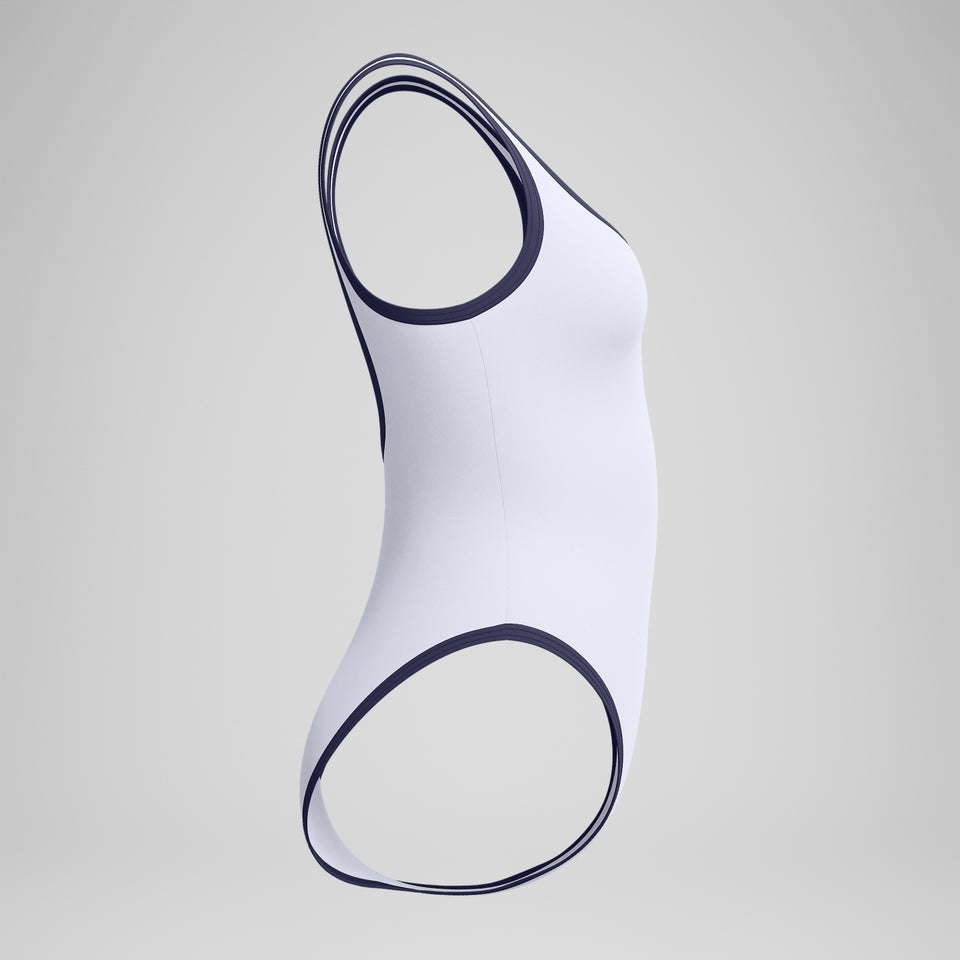 Speedo Jetstream Solid Scoop Bound Swimsuit White/Navy