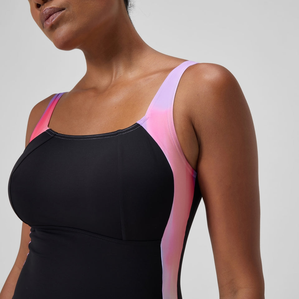 Speedo Shaping Printed LunaLustre Swimsuit Black/Pink