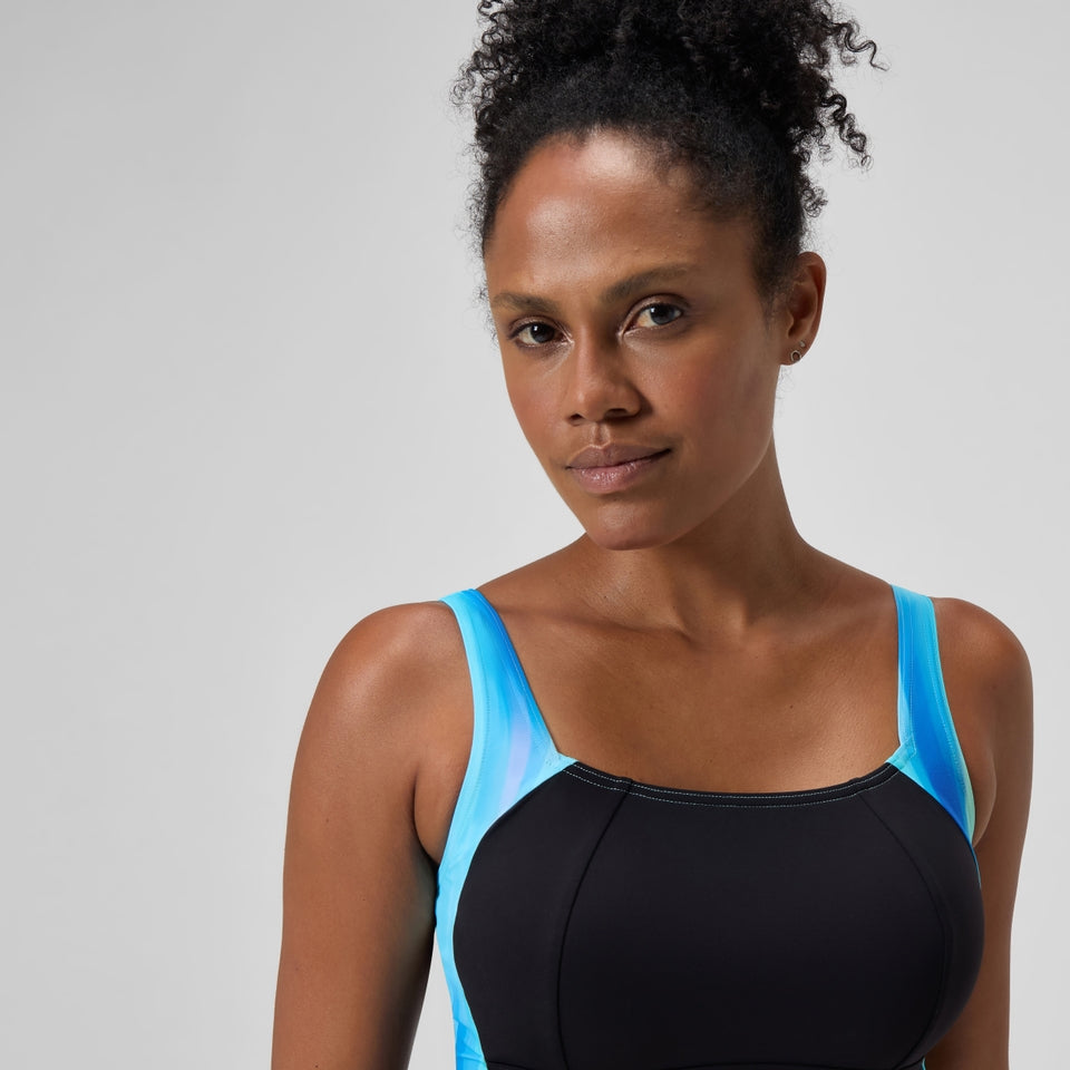 Speedo Shaping Printed LunaLustre Swimsuit Black/Turquoise