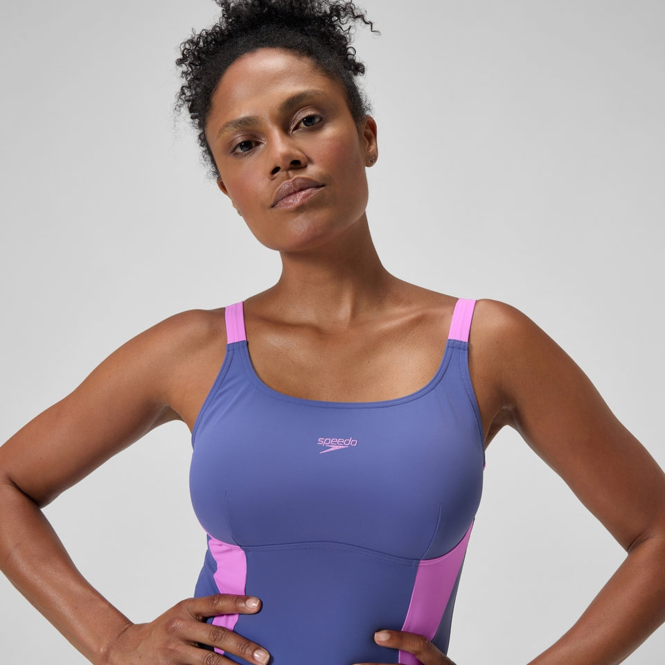 Speedo Shaping Solid Splice Swimsuit Purple/Pink