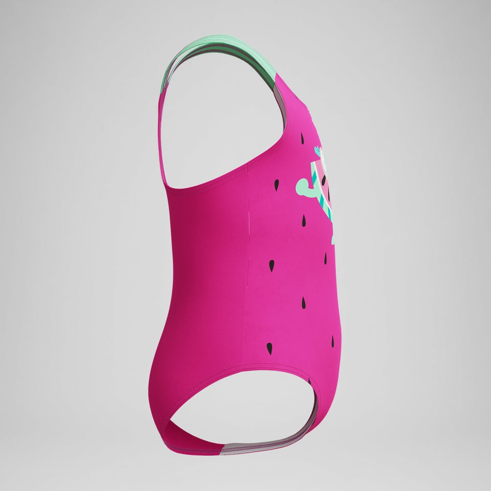 Speedo Infant Girls Learn to Swim Printed Swimsuit Pink