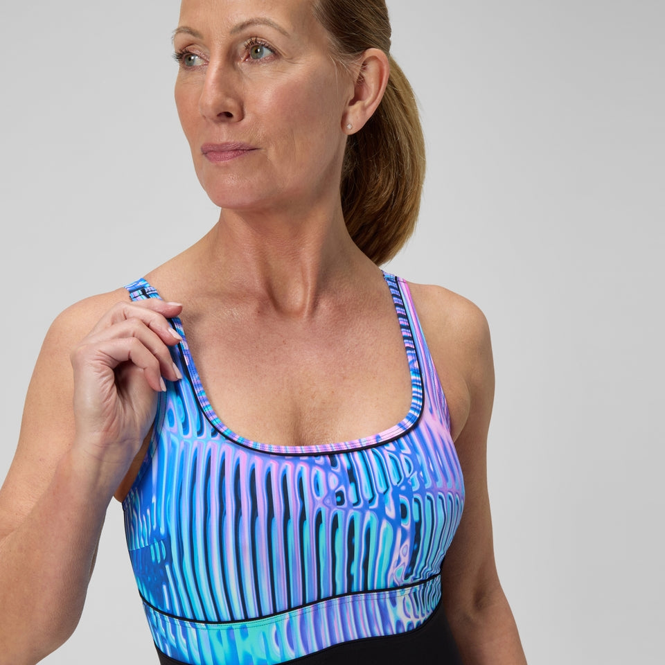 Speedo Shaping Printed Contour Eclipse Swimsuit Black/Purple