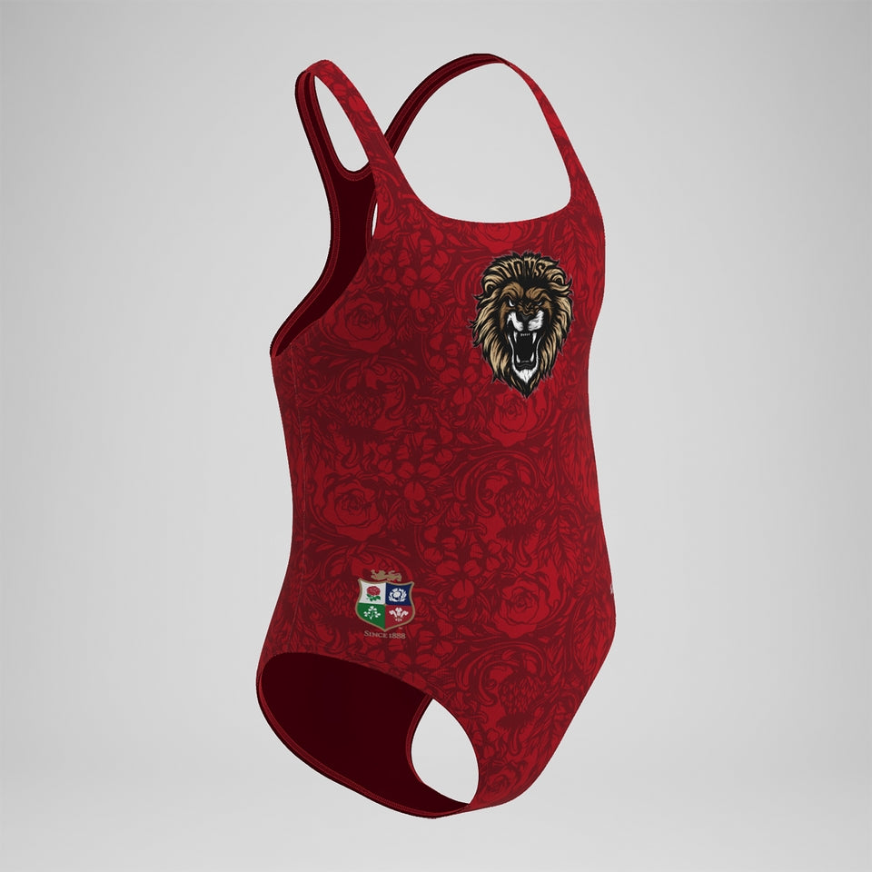 Speedo Girls British & Irish Lions Splashback Swimsuit Red