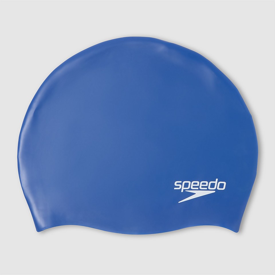 Speedo Junior Plain Moulded Silicone Swim Cap Blue