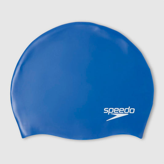 Speedo Junior Plain Moulded Silicone Swim Cap Blue