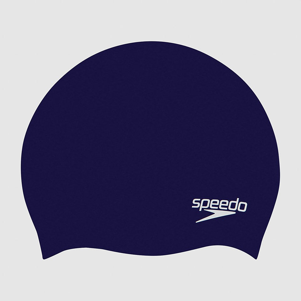 Speedo Junior Plain Moulded Silicone Cap Navy