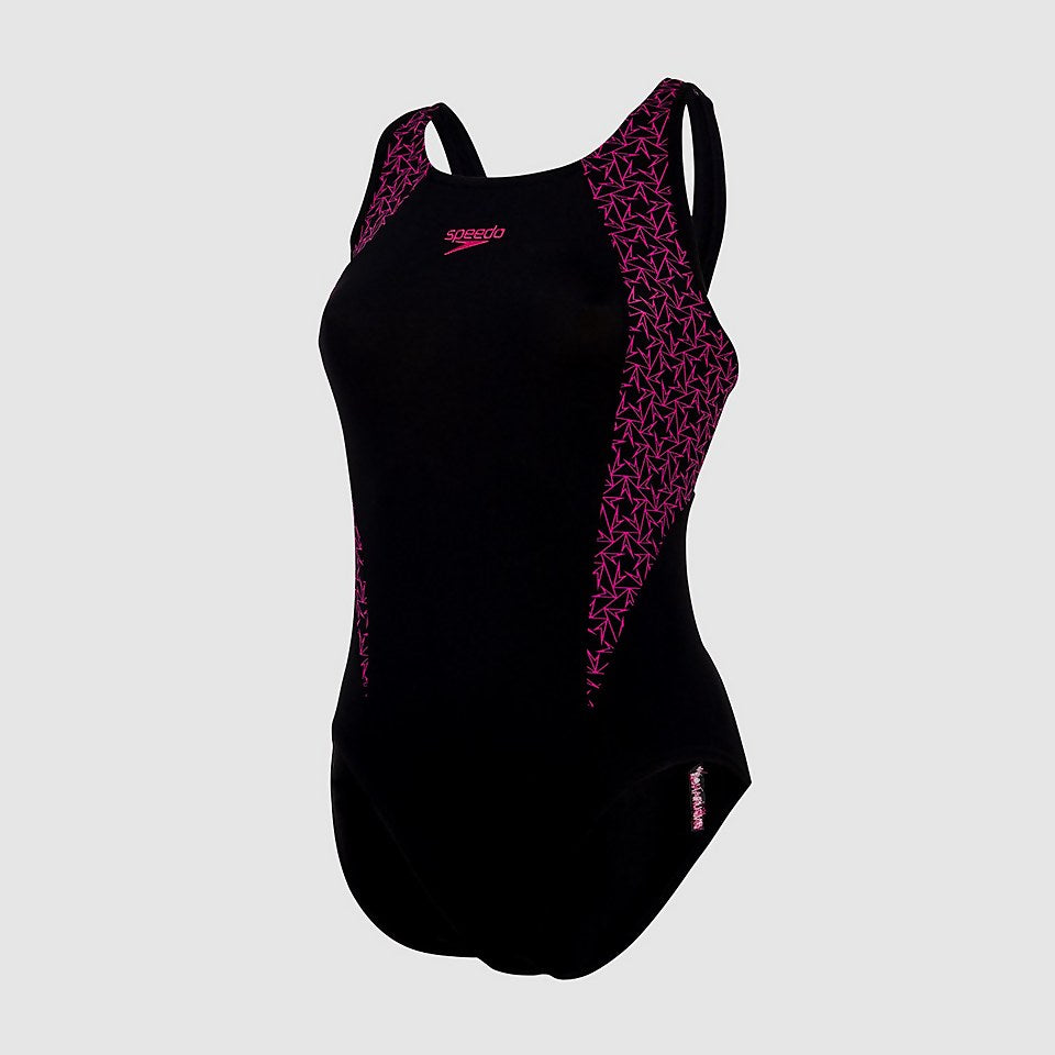 Speedo Boomstar Splice Flyback Swimsuit Black/Pink