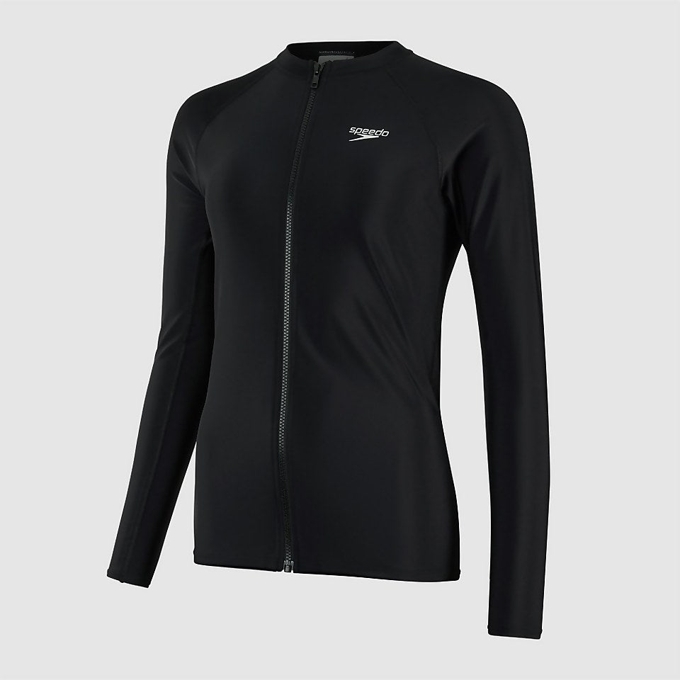 Speedo Long Sleeved Zip Sun Protection Top Black