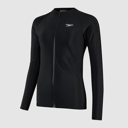 Speedo Long Sleeved Zip Sun Protection Top Black