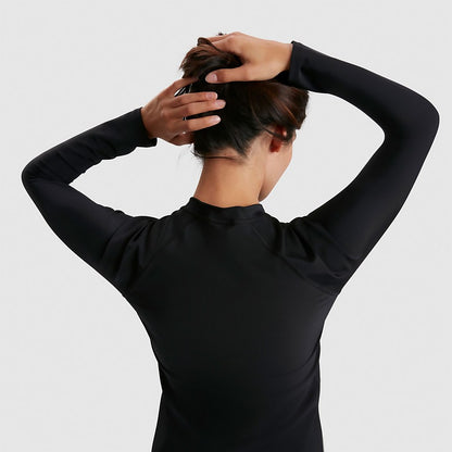 Speedo Long Sleeved Zip Sun Protection Top Black