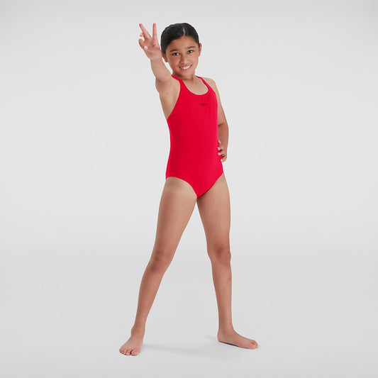Speedo Girls' Endurance+ Medalist Swimsuit Red