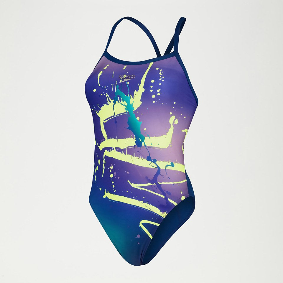 Speedo Club Training Turnback Swimsuit Blue/Lilac