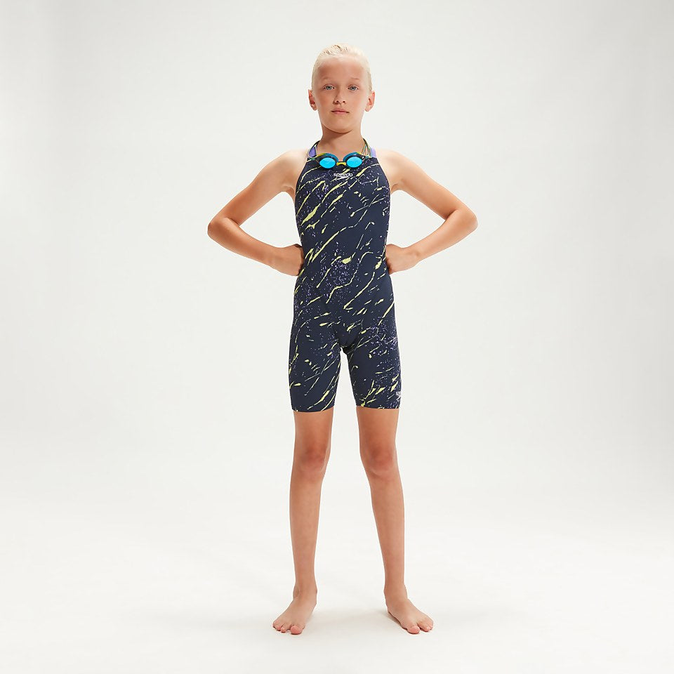 Speedo Girls' Fastskin Endurance+ Openback Kneeskin Navy