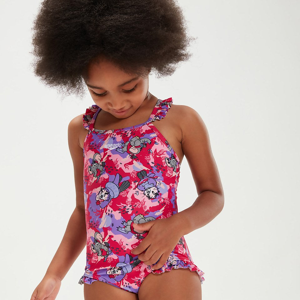 Speedo Infant Girls' Learn to Swim Frill Thinstrap Swimsuit Pink