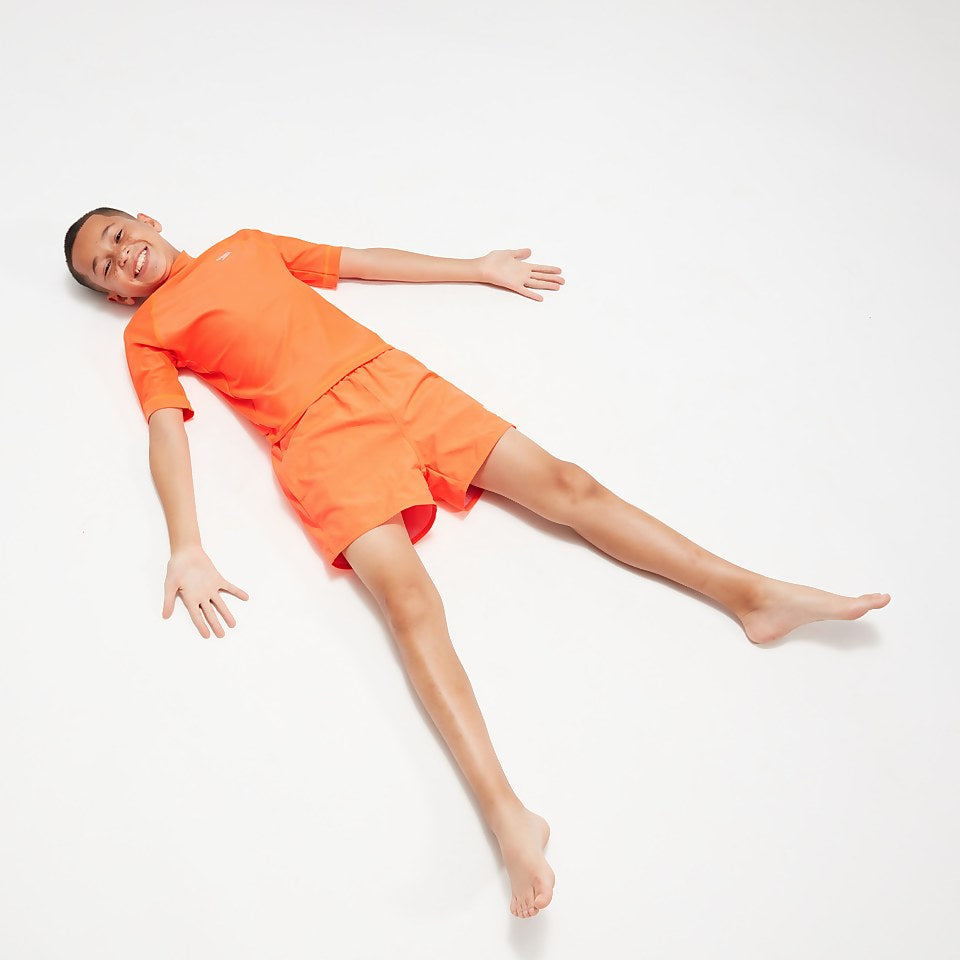Speedo Boys' Printed Short Sleeve Rash Top Orange