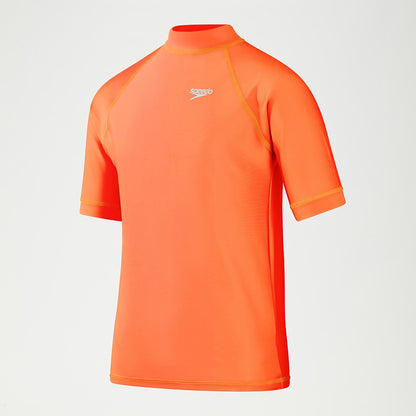 Speedo Boys' Printed Short Sleeve Rash Top Orange
