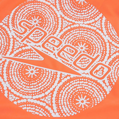 Speedo Boys' Printed Short Sleeve Rash Top Orange