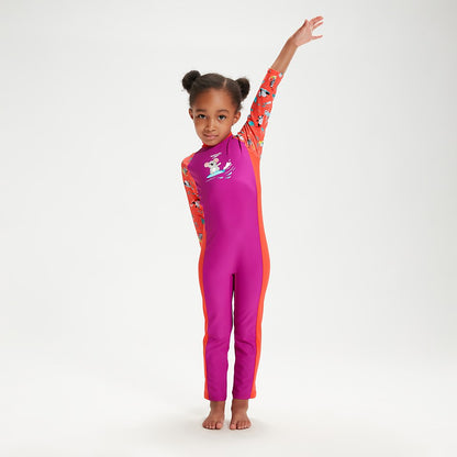 Speedo Infant Girls' Printed All-In-One Sun Suit Purple
