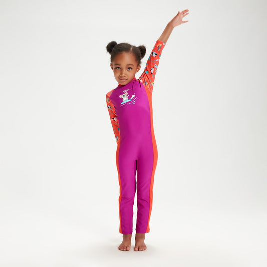 Speedo Infant Girls' Printed All-In-One Sun Suit Purple