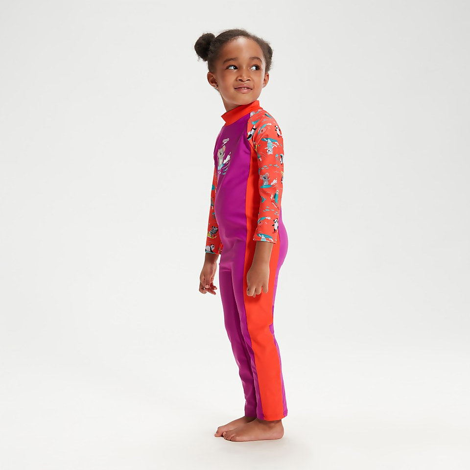 Speedo Infant Girls' Printed All-In-One Sun Suit Purple