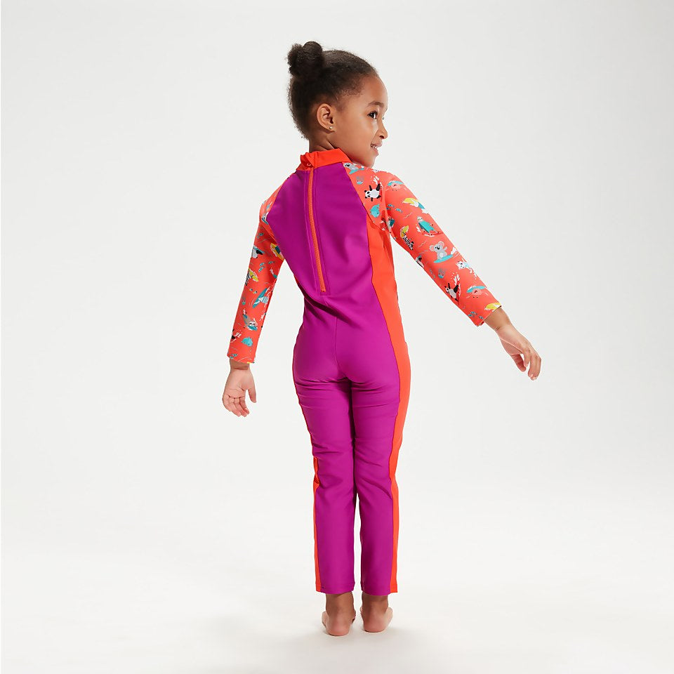 Speedo Infant Girls' Printed All-In-One Sun Suit Purple