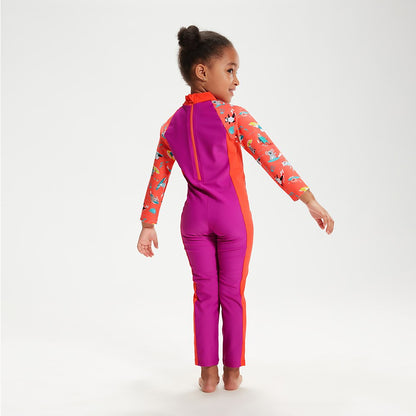 Speedo Infant Girls' Printed All-In-One Sun Suit Purple
