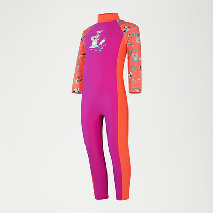 Speedo Infant Girls' Printed All-In-One Sun Suit Purple