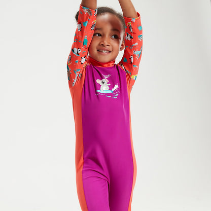 Speedo Infant Girls' Printed All-In-One Sun Suit Purple
