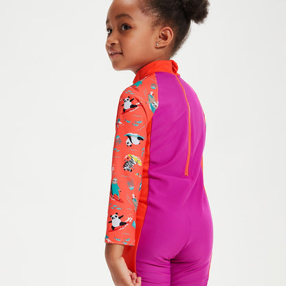 Speedo Infant Girls' Printed All-In-One Sun Suit Purple
