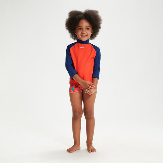 Speedo Infant Unisex Learn To Swim Essential Rash Top Blue/Coral