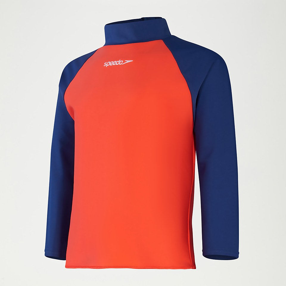 Speedo Infant Unisex Learn To Swim Essential Rash Top Blue/Coral