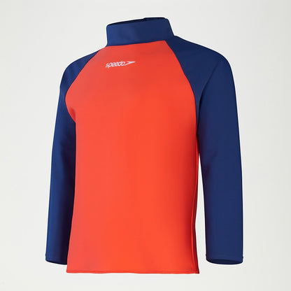 Speedo Infant Unisex Learn To Swim Essential Rash Top Blue/Coral