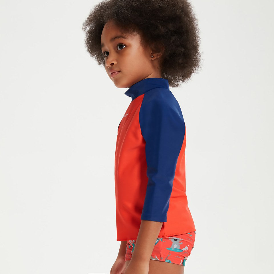 Speedo Infant Unisex Learn To Swim Essential Rash Top Blue/Coral