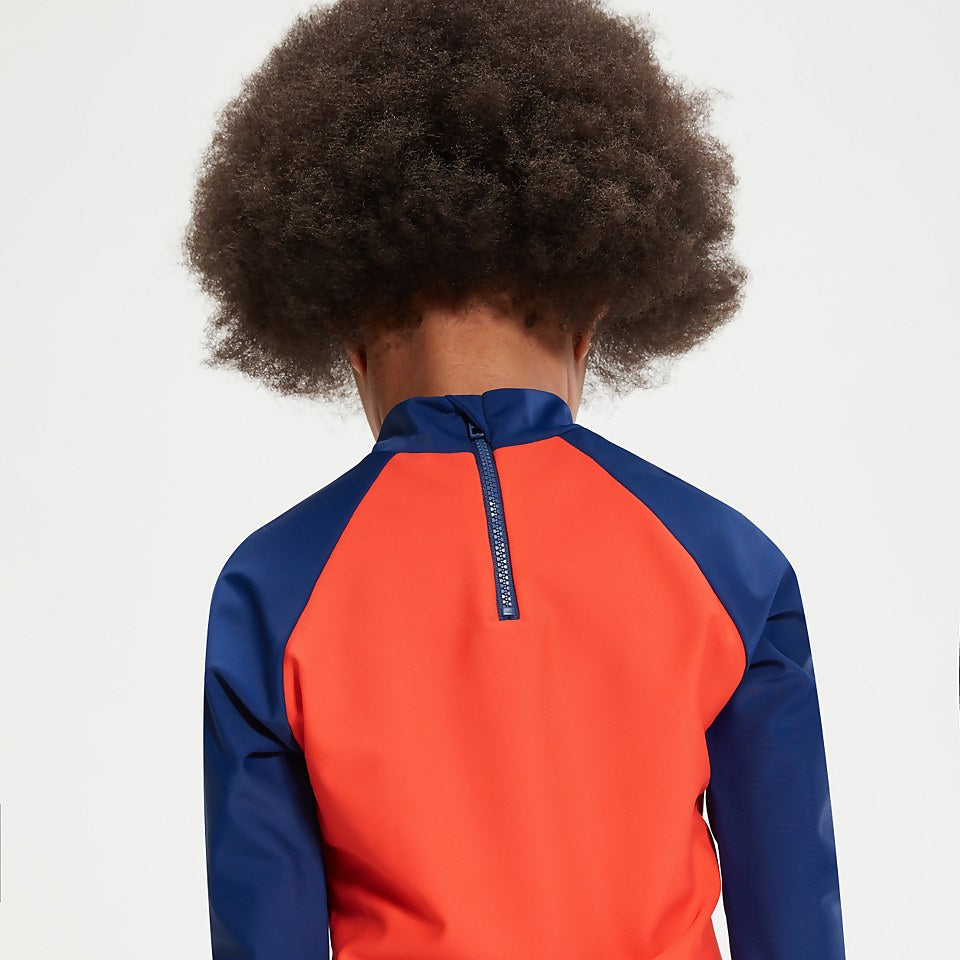 Speedo Infant Unisex Learn To Swim Essential Rash Top Blue/Coral