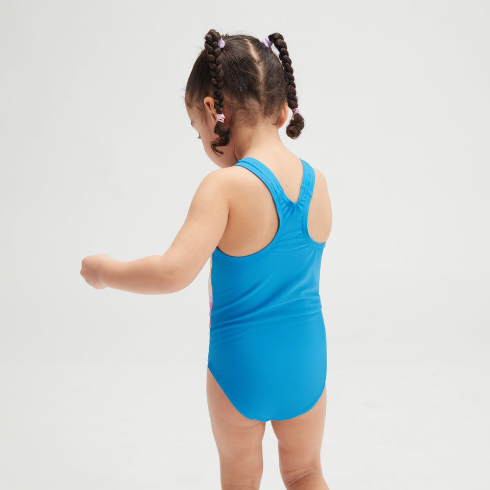 Speedo Girls' Digital Printed Swimsuit Purple/Orange
