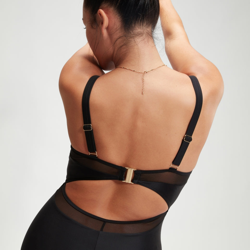 Speedo Shaping Mesh Detail Swimsuit Black