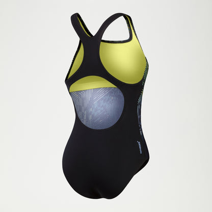 Speedo Digital Printed Medalist Swimsuit Black