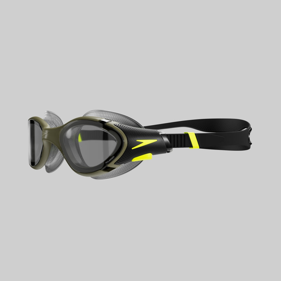 Speedo Adult Biofuse 2.0 Polarised Goggles Dark Green/Yellow