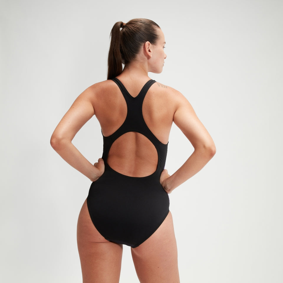 Speedo Digital Printed Medalist Swimsuit Black