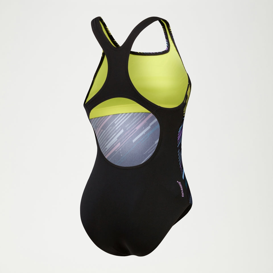 Speedo Digital Printed Medalist Swimsuit Black