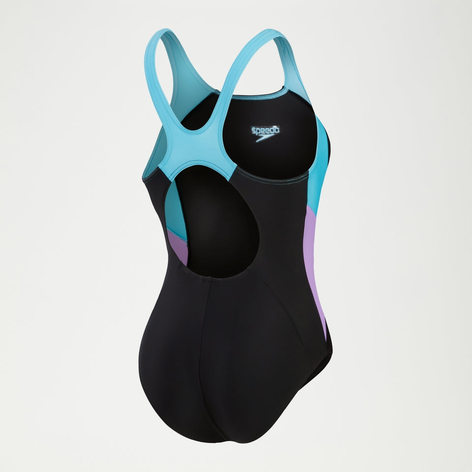 Speedo Colourblock Splice Swimsuit Muscleback Black/Purple