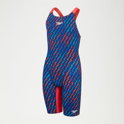 Speedo Girls Fastskin Junior Endurance+ Max Openback Kneeskin Blue/Red