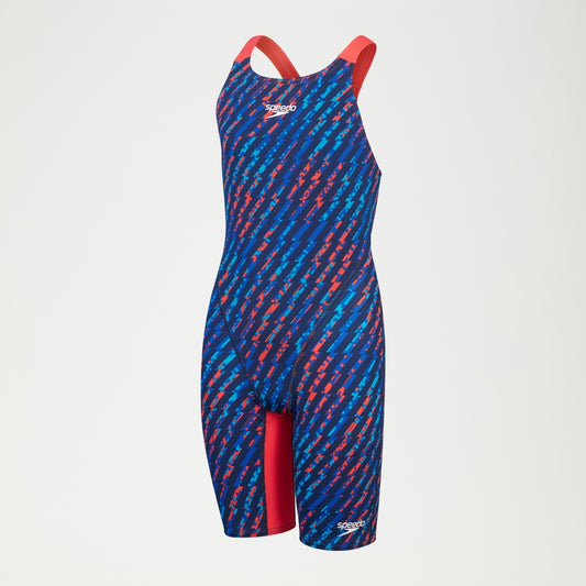 Speedo Girls Fastskin Junior Endurance+ Max Openback Kneeskin Blue/Red