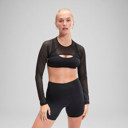 Speedo FLU3NTE Long Sleeve Crop Top Grey