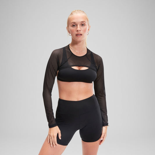 Speedo FLU3NTE Long Sleeve Crop Top Grey