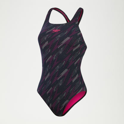 Speedo HyperBoom Medalist Swimsuit Black/Pink